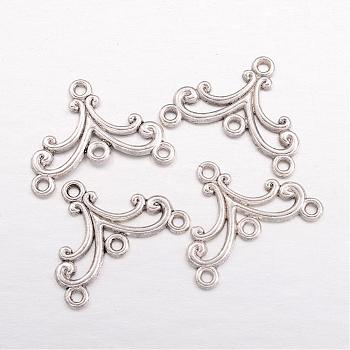 Alloy Chandelier Components, Lead Free and Cadmium Free, Antique Silver Color, about 27mm long, 21mm wide, 1.5mm thick, hole: 2mm