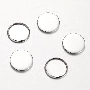 Stainless Steel Plain Edge Bezel Cups, Cabochon Settings, Flat Round, Stainless Steel Color, Tray: 12mm, 14x1.6mm