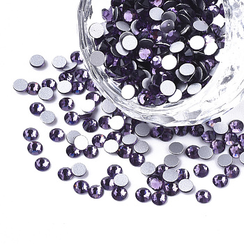 Glass Rhinestone Flat Back Cabochons, Back Plated, Faceted, Half Round, Tanzanite, SS6, 1.9~2x1mm, about 1440pcs/bag