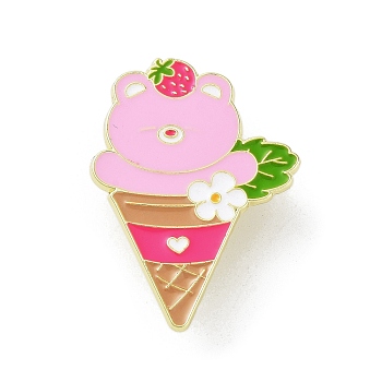 Zinc Alloy Animal Ice Cream Enamel Pin Brooch, for Backpack Clothes, Bear, 35.5x26.5x1.3mm