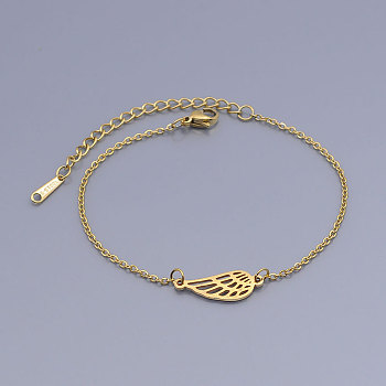 201 Stainless Steel Link Bracelets, with Lobster Claw Clasps, Wing, Golden, 6-3/4 inch(17~17.2cm)