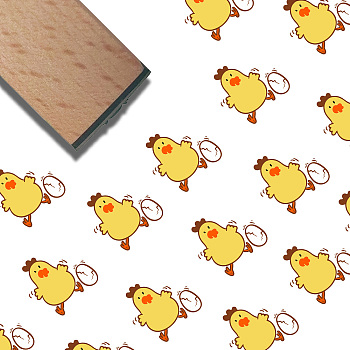 Square Wooden Stamps, with Rubber, for DIY Scrapbooking, Rooster, 40x15x15mm