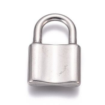 304 Stainless Steel Pendants, Padlock, Stainless Steel Color, 31x20x4mm, Hole: 10x11mm