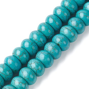 Synthetic Turquoise Beads Strands, Dyed, Rondelle, Dark Turquoise, 13.5x8.5mm, Hole: 1.5mm, about 48pcs/strand, 16.61''(42.2cm), about 4 strands/500g