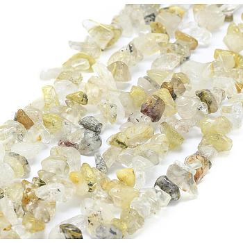 Natural Gold Rutilated Quartz Chip Bead Strands, 5~8x5~8mm, Hole: 1mm, about 31.5 inch