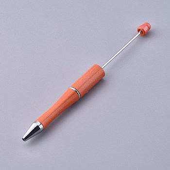 Plastic Beadable Pens, Press Ball Point Pens, for DIY Pen Decoration, Dark Orange, 144x12mm, The Middle Pole: 2mm