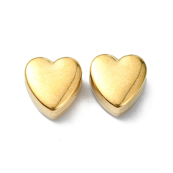 Ion Plating(IP) 304 Stainless Steel Beads, Heart, Real 18K Gold Plated, 10x9.5x5mm, Hole: 2mm