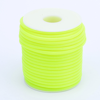 Hollow Pipe PVC Tubular Synthetic Rubber Cord, Wrapped Around White Plastic Spool, Green Yellow, 3mm, Hole: 1.5mm, about 27.34 yards(25m)/roll