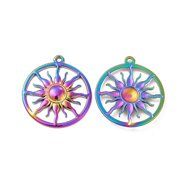 Rainbow Color Ring 304 Stainless Steel Pendants