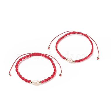 2Pcs 2 Style Natural Pearl Braided Bead Bracelets Set with Nylon Cord for Women(BJEW-JB09141-01)-4