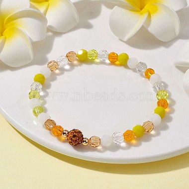 bracelets extensibles en perles rondes à facettes en verre(BJEW-JB10057-03)-2