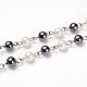 Glass Pearl Round Beads Chains for Necklaces Bracelets Making(AJEW-JB00112-04)-1