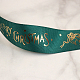 Rubans gros-grain en polyester imprimés cloches de Noël plates de 25 mètres(XMAS-PW0001-182B)-1