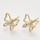 Brass Micro Pave Clear Cubic Zirconia Stud Earring Findings(X-KK-T054-52G-NF)-1