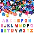 52Pcs 26 Styles Opaque Acrylic European Beads, Large Hole Beads, Letter A-Z, Mixed Color, 19.8~21x8.7~18.3x13.6~13.8mm, Hole: 6.3mm, 2pcs/style(OACR-FS0002-08)