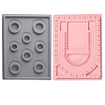 2Pcs 2 Styles Flocking Plastic Bead Design Boards for Necklace Design, with 8 Sizes Flocked Plastic Bracelet Design Board, Rectangle, Mixed Color, 24x33x1cm and 34.8x26x1.6cm, 1pc/style(TOOL-YW0001-87)