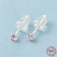 Cubic Zirconia Diamond Stud Earrings, 925 Sterling Silver Jewelry for Women, Silver, 13x3mm, Pin: 0.8mm(STER-M105-01A-S)