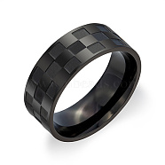 Stainless Steel Finger Rings, Rectangle Pattern, Black, US Size 9(18.9mm)(HC9665-1)