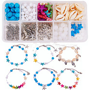 DIY Summer Beach Anklet Making, with Spiral Shell, Gemstone, Acrylic Beads, 316 Stainless Steel Pendants, Alloy Charms and Metal Findings, Mixed Color, 13.5x7x3cm(DIY-SC0002-66)