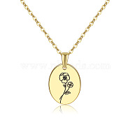 Brass Birth Month Flower Pendant Necklace, Floral Dainty Jewelry for Women, February Violet, 17.72 inch(45cm)(HUDU-PW0001-034B-1)