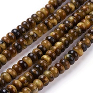 Natural Tiger Eye Beads Strands, Rondelle, 8x5mm, Hole: 1mm, about 73pcs/strand, 15 inch(38cm)(G-G731-03-8mm)