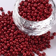 Baking Paint Glass Seed Beads, Dark Red, 6/0, 4~5x3~4mm, Hole: 1~2mm, about 4500pcs/bag(SEED-S003-K14)
