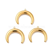 Ion Plating(IP) 304 Stainless Steel Pendants, Real 18K Gold Plated, Double Horn/Crescent Moon, 21.5x24x3.5mm, Hole: 1.5mm(STAS-I197-018B-G)