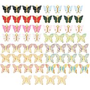 Light Gold Plated Acrylic Pendants, Butterfly, Mixed Color, 12.2~34x14.2~39x3.2~5.5mm, Hole: 1.2~1.8mm, 60pcs/box(OACR-SZ0001-02)
