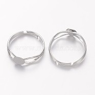 Adjustable Brass Finger Ring Components, Pad Ring Findings, Nickel Free, Platinum Color, 18mm inner diameter, Tray: 6mm(X-KK-C3044-6mm-N-NF)