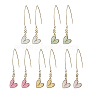 Alloy Heart with Acrylic Beaded Dangle Earrings, Mixed Color, 68mm(EJEW-JE05348)