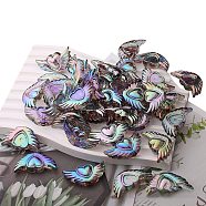 Transparent Acrylic Heart Wing Beads, DIY Jewelry Beading Material, Gray, 37x20x8mm(PW-WG24336-06)