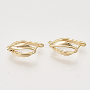 Brass Hoop Earring Findings with Latch Back Closure, Nickel Free, with Horizontal Loop, Real 18K Gold Plated, Teardrop, 17.5x7.5x12.5mm, Hole: 1.2mm, Pin: 0.8x1mm(X-KK-T048-029G-NF)