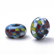 Resin Beads, Large Hole Beads, Rondelle, Deep Sky Blue, 14x7.5~8mm, Hole: 5.5mm(RPDL-S013-03C)
