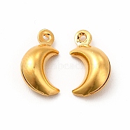 304 Stainless Steel Moon Charms, Golden, 10.5x6x4mm, Hole: 1mm(STAS-I138-05G-01)