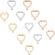 Unicraftale 18Pcs 3 Colors 304 Stainless Steel Open Heart Charms, Cut-Out, Manual Polishing, Hollow, Mixed Color, 10x8x1mm, Hole: 0.8mm, 6pcs/color(STAS-UN0029-72)