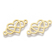 201 Stainless Steel Links connectors, Laser Cut Links, Heart with Infinity, Golden, 13x24x1mm, Hole: 1.8mm(X-STAS-N091-35G)