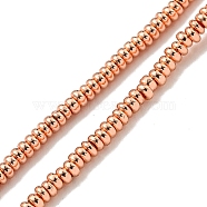 Electroplated Synthetic Non-Magnetic Hematite Beads Strands, Rondelle, Rose Gold Plated, 5x3x1mm, Hole: 0.7mm, about 401pcs/strand, 16.38''(41.6cm)(G-I360-C02-03)