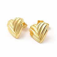 Heart Rack Plating Brass Stud Earrings for Women, Long-Lasting Plated, Lead Free & Cadmium Free, Real 18K Gold Plated, 13x13mm, Pin: 1mm(EJEW-H091-28G)