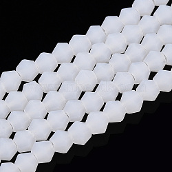 Imitation Jade Frosted Glass Bead Strands, Faceted, Bicone, Snow, 2.9~3.3x2.5mm, Hole: 0.7mm, about 135~140pcs/strand, 38~40cm(EGLA-A039-J2mm-MD06)