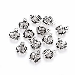 Tibetan Style Alloy Crown Charms, Lead Free, Cadmium Free and Nickel Free, Antique Silver, 14x12x1mm, Hole: 1.5mm(EBB054Y-NF)