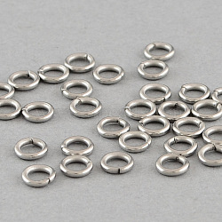 Tarnish Resistant 304 Stainless Steel Open Jump Rings, Round, Stainless Steel Color, 21 Gauge, 5x0.7mm, Inner Diameter: 3.6mm(STAS-Q186-02-5x0.7mm)