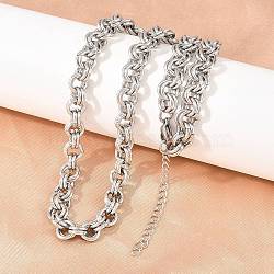 7MM 304 Stainless Steel Double Link Chain Necklaces for Women, Tarnish Free, Stainless Steel Color, 16.30 inch(41.4cm)(SA-H001-24P)