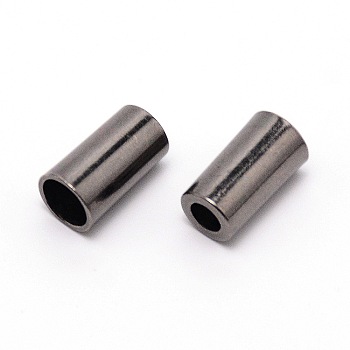 Zinc Alloy Cord Ends, End Caps, Column, Gunmetal, 14x7.5mm, Hole: 4mm, Inner Diameter: 6mm