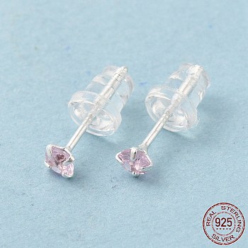 Cubic Zirconia Diamond Stud Earrings, 925 Sterling Silver Jewelry for Women, Silver, 13x3mm, Pin: 0.8mm