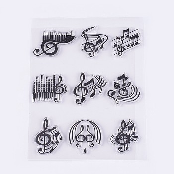 Silicone Stamps, for DIY Scrapbooking, Photo Album Decorative, Cards Making, Musical Note, Clear, 22~32x27~34mm