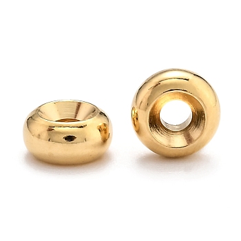 Brass Spacer Beads, Long-Lasting Plated, Flat Round, Real 24K Gold Plated, 6x3mm, Hole: 1.5mm