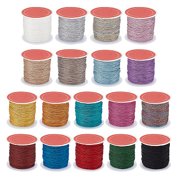 18 Rolls 18 Colors Round Metallic Cord, for Jewelry Making, Colorful, 12-Ply, 0.8mm, about 27.34 Yards(25m)/Roll, 1 roll/color