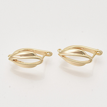 Brass Hoop Earring Findings with Latch Back Closure, Nickel Free, with Horizontal Loop, Real 18K Gold Plated, Teardrop, 17.5x7.5x12.5mm, Hole: 1.2mm, Pin: 0.8x1mm