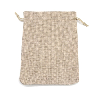 Rectangle Burlap Storage Bags, Drawstring Pouches Packaging Bag, Tan, 18x13cm