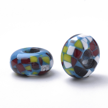 Resin Beads, Large Hole Beads, Rondelle, Deep Sky Blue, 14x7.5~8mm, Hole: 5.5mm